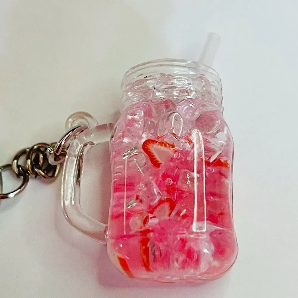 Strawberry Drink Cooler Keychain
